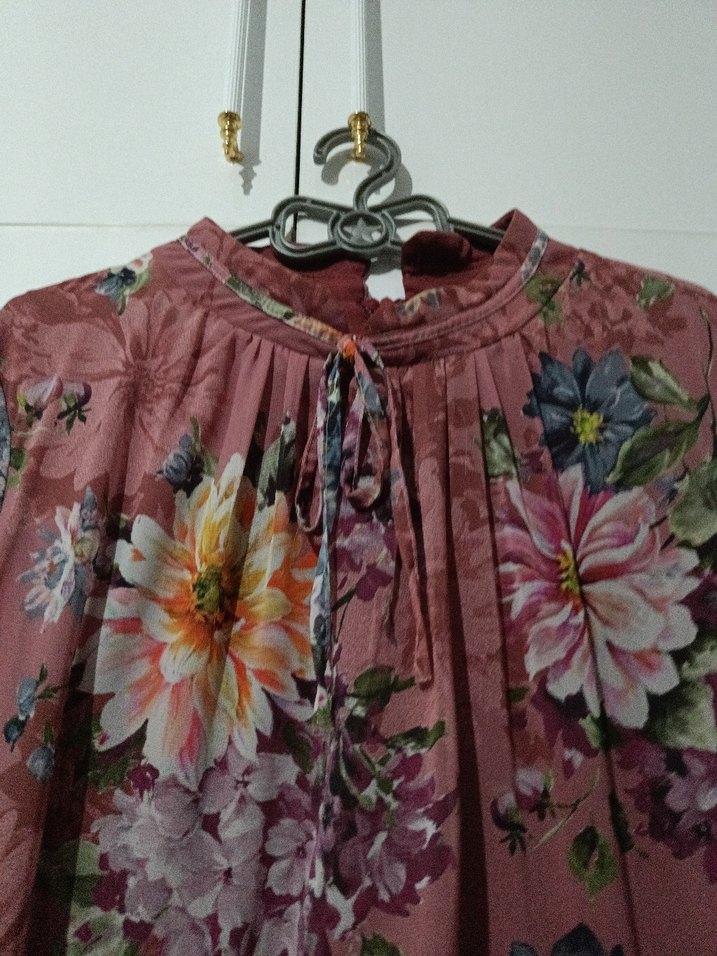 Pembe Çiçekli Uzun Bohem Elbise - Görsel 3