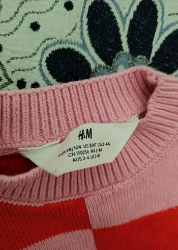 Pembe-Kırmızı Kareli Kadın Triko Kazak - Görsel 2