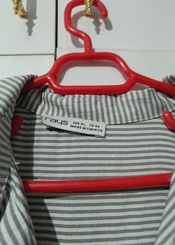 Gri Çizgili Uzun Kollu Kadın Keten Gömlek - Görsel 3