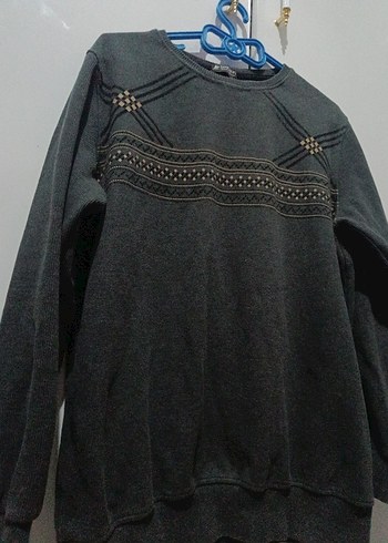 Gri Erkek Triko Salaş Sweatshirt - Görsel 5