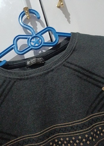 Gri Erkek Triko Salaş Sweatshirt - Görsel 3