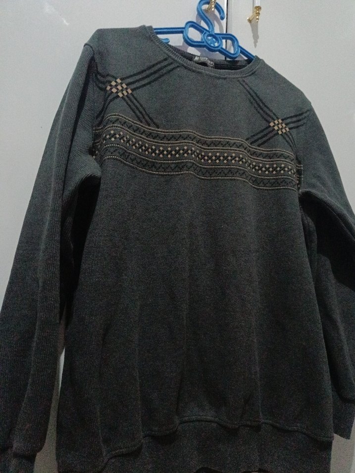 Gri Erkek Triko Salaş Sweatshirt - Görsel 5