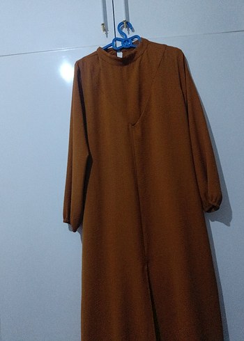 Uzun Kollu Kahverengi Salaş Tunik - Görsel 4