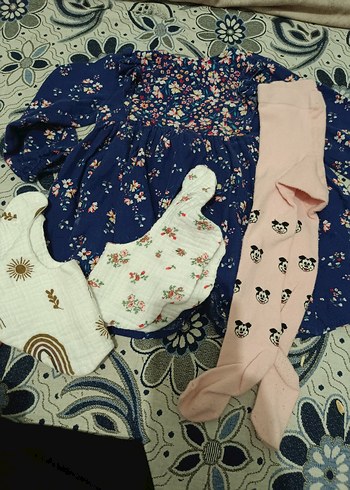 Nakışlı, Uzun Kollu Fırfırlı Bebek Kız Elbise Seti - Görsel 2