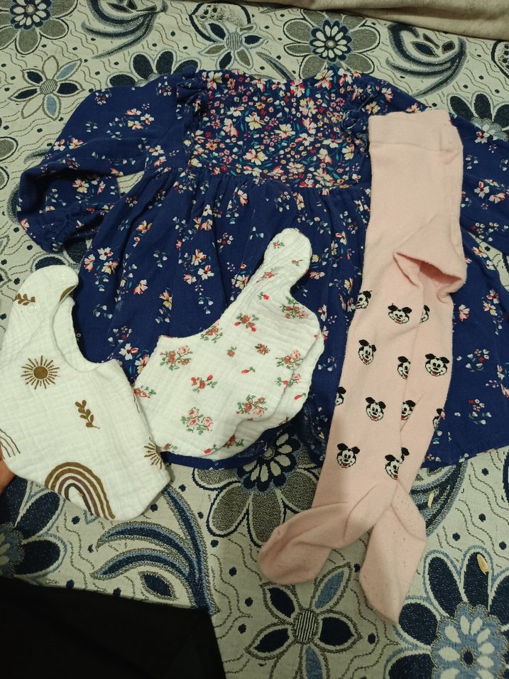 Nakışlı, Uzun Kollu Fırfırlı Bebek Kız Elbise Seti - Görsel 2