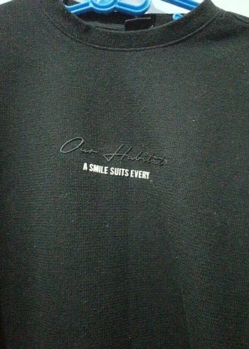 Siyah erkek Uzun Kollu Basic Sweatshirt - Görsel 2