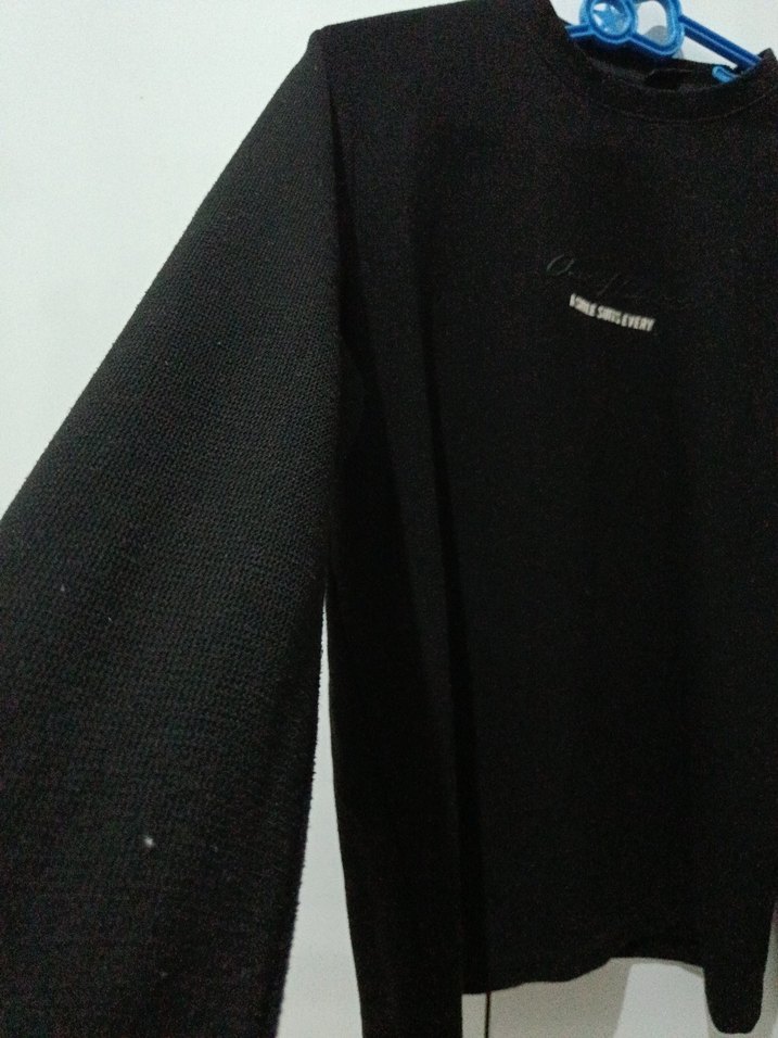 Siyah erkek Uzun Kollu Basic Sweatshirt - Görsel 4