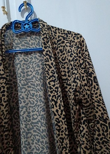 Kahverengi Leopar Desenli Kadın Blazer - Görsel 3