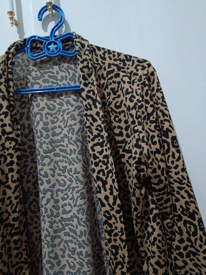 Kahverengi Leopar Desenli Kadın Blazer - Görsel 3