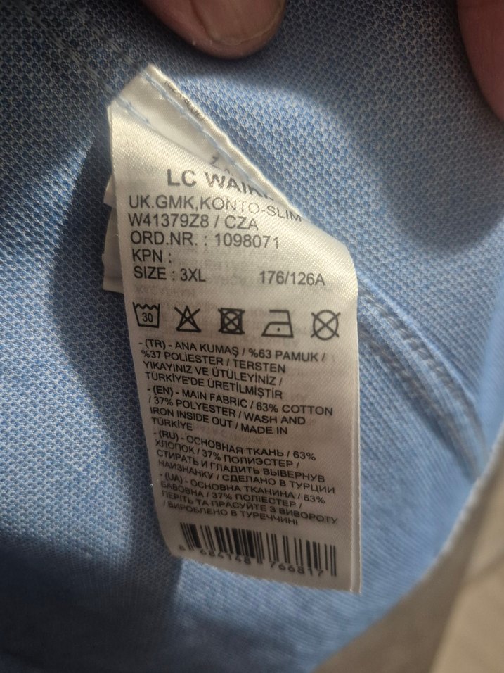 Düğmeli Uzun Kollu Mavi Erkek Gömlek - Görsel 3