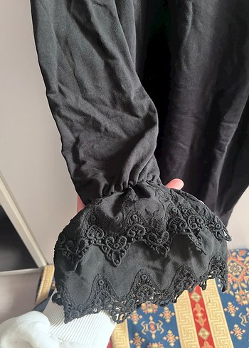 xl Beden Uzun Kollu Siyah Keten Goth Tunik