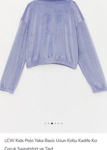 5 Yaş Beden mor Renk LCW Kids Kadife Uzun Kollu Sweatshirt ve Pantolon