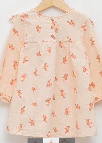 Bej Renkli Uzun Kollu Kız Elbisesi - Görsel 3