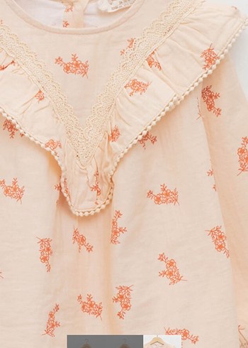 Bej Renkli Uzun Kollu Kız Elbisesi - Görsel 4