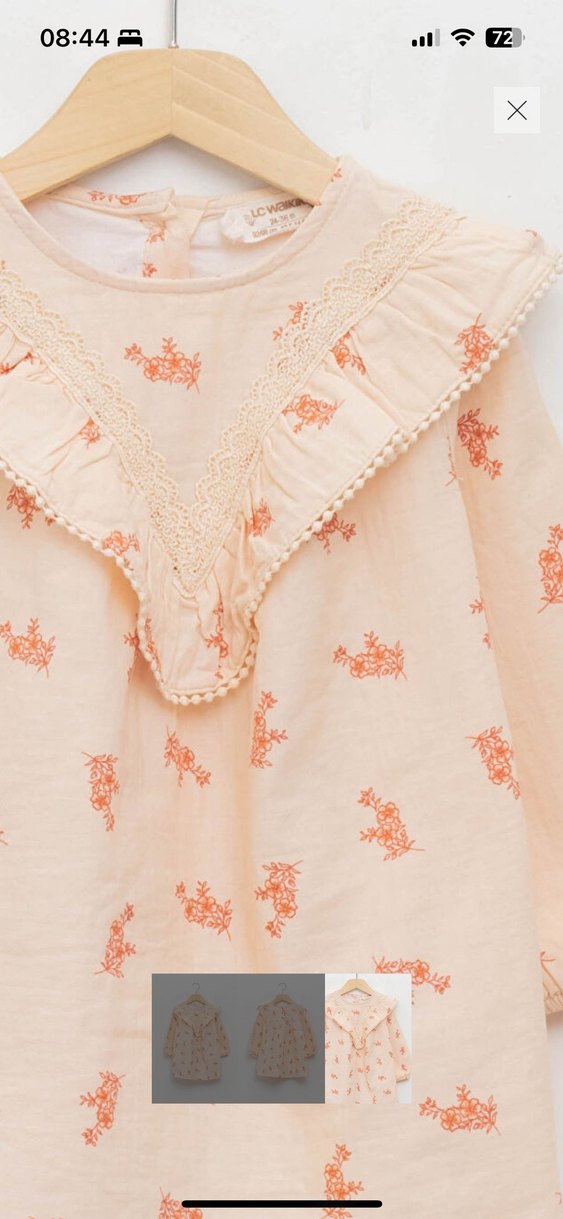 Bej Renkli Uzun Kollu Kız Elbisesi - Görsel 4