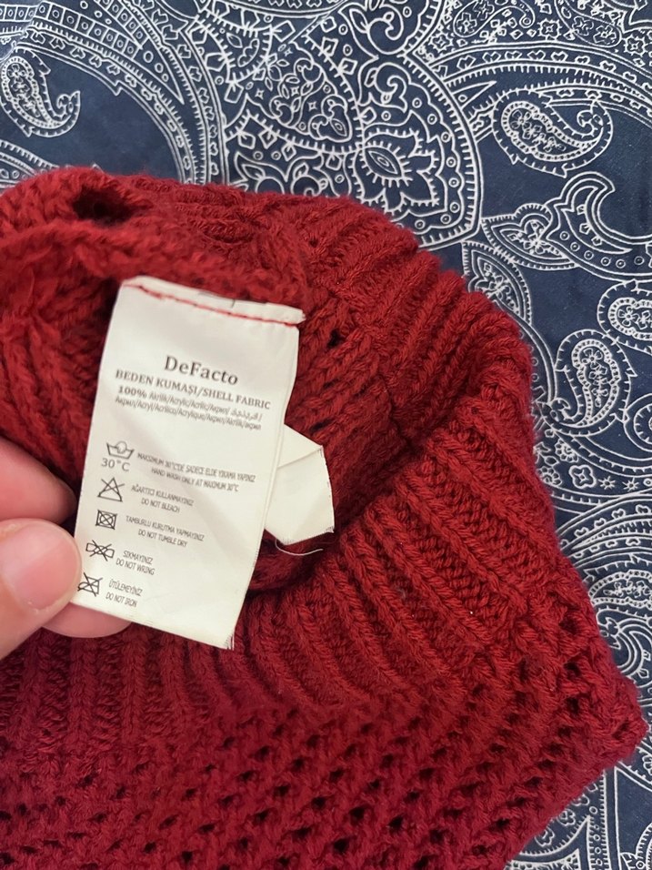 Kadın Kırmızı Örgü Bohem Bere - Görsel 3