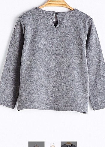 Kız Çocuk Gri Uzun Kollu Sweatshirt - Görsel 2