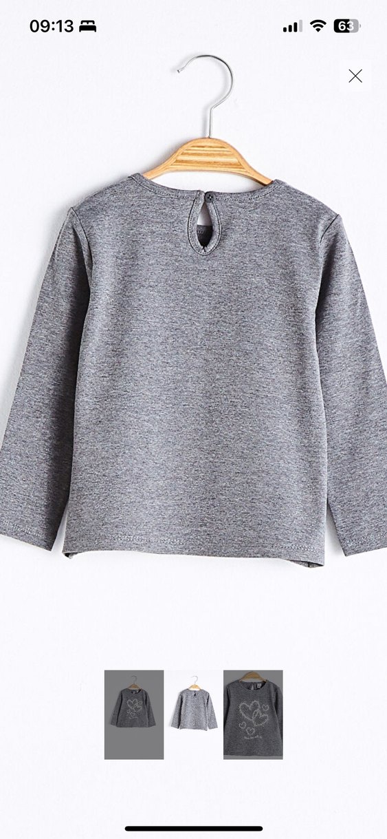 Kız Çocuk Gri Uzun Kollu Sweatshirt - Görsel 2