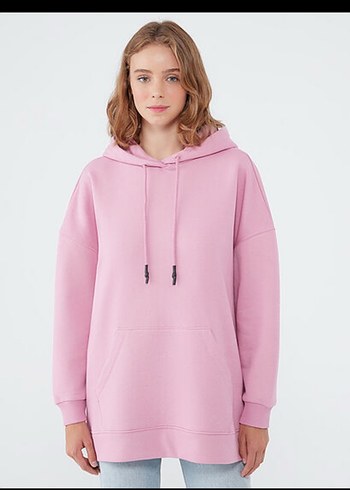 Pembe Kapüşonlu Oversize Sweatshirt - Görsel 2