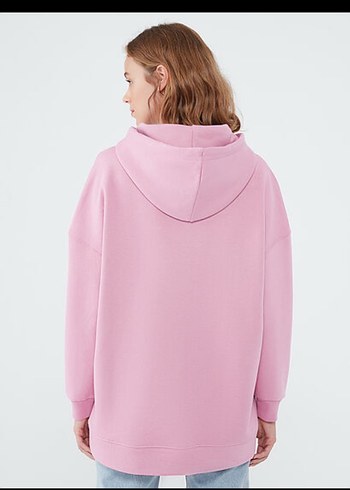 Pembe Kapüşonlu Oversize Sweatshirt - Görsel 3