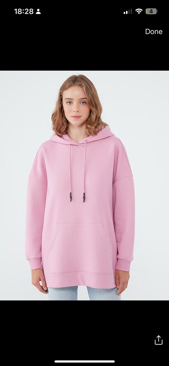 Pembe Kapüşonlu Oversize Sweatshirt - Görsel 2