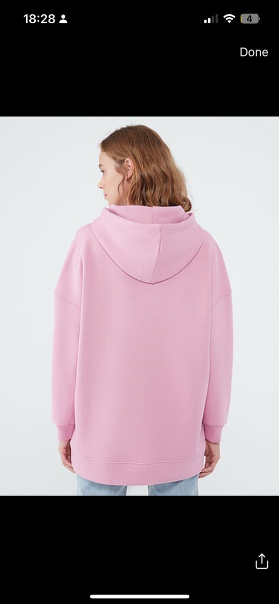 Pembe Kapüşonlu Oversize Sweatshirt - Görsel 3