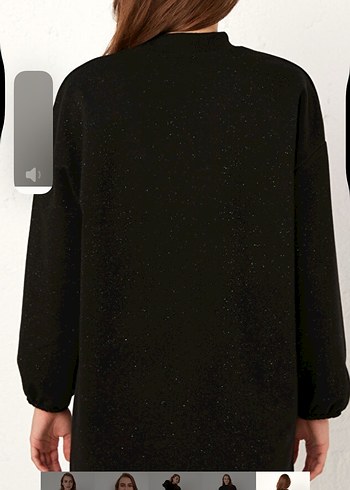 Kadın Siyah simli Pamuklu Salaş Midi Tunik - Görsel 5