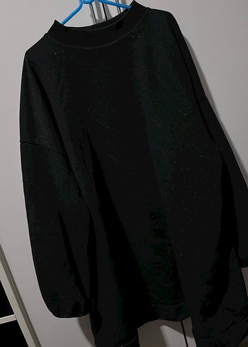 Kadın Siyah simli Pamuklu Salaş Midi Tunik - Görsel 7