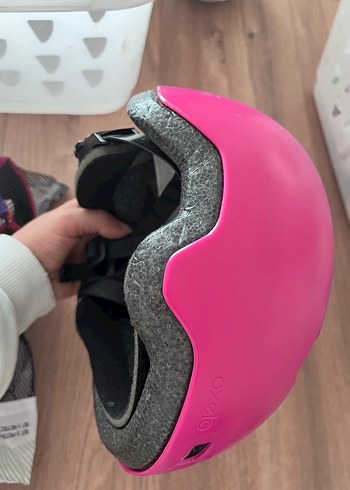 Oxelo Pembe Mat Biker Kask Velcro Kapamalı - Görsel 2