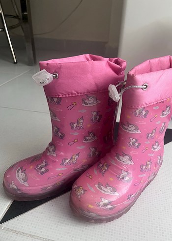 Kız Çocuk Pembe Lastik Çizme