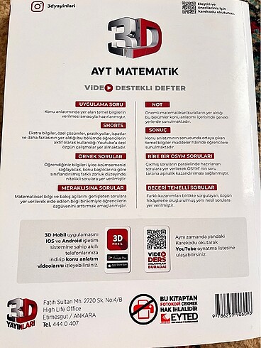 Beden Renk 3d yayınları ayt matematik