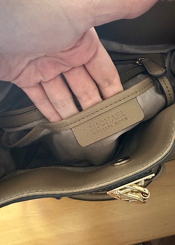 Michael Kors Michael kors hamilton Bej Deri Tokalı Kadın Çanta