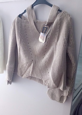 Beyaz Örgü Kadın Kazak - Görsel 2