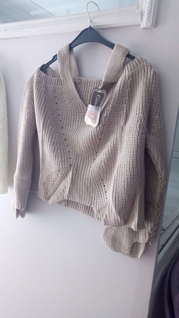 Beyaz Örgü Kadın Kazak - Görsel 2