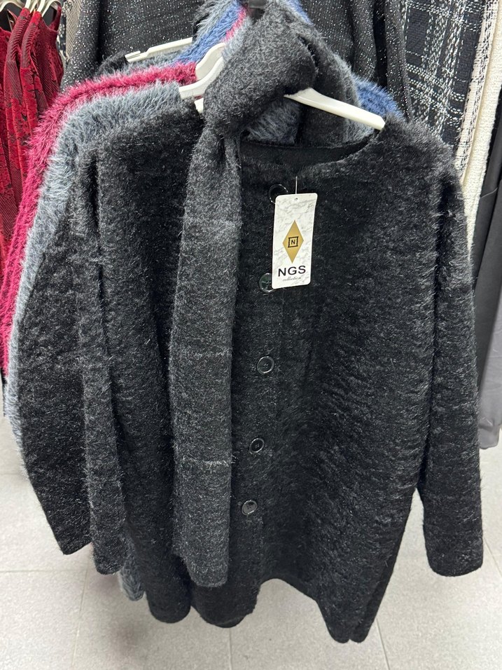 Mavi Suni Kürklü Atkılı Kadın Kaban - Görsel 4