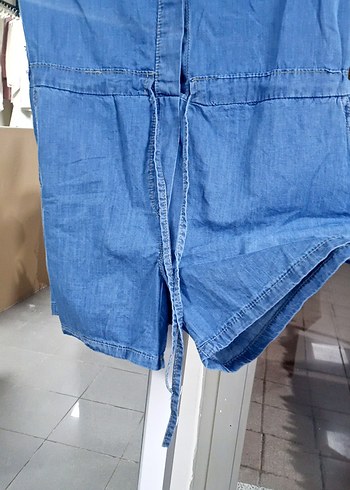 Kadın Mavi Denim Kısa Kollu Tulum /şortlu bel 86 boy 83 SON FİYT - Görsel 2