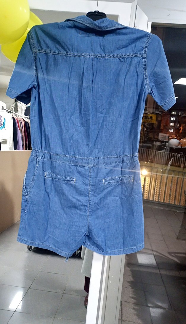 Kadın Mavi Denim Kısa Kollu Tulum /şortlu bel 86 boy 83 SON FİYT - Görsel 3
