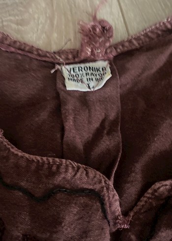 m Beden Bordo Uzun Kollu Boncuk İşlemeli Bohem Elbise