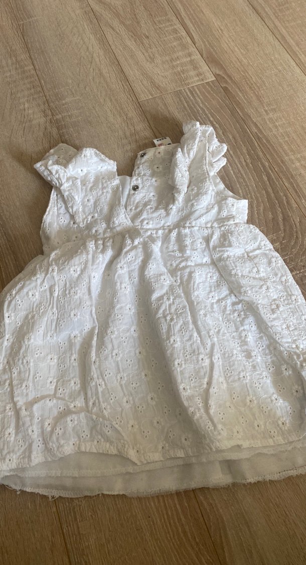 Kız Çocuk Beyaz Dantel Nakışlı Elbise - Görsel 2