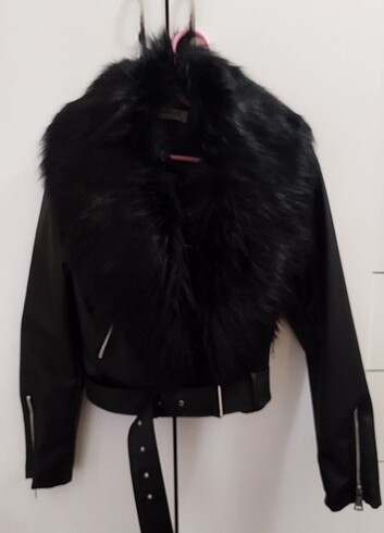 Kürklü deri ceket - Görsel 3