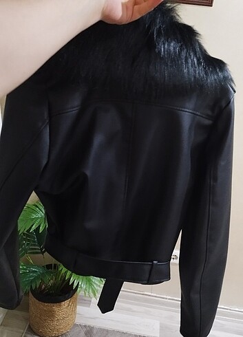 Kürklü deri ceket - Görsel 4