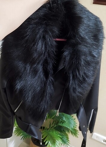 Kürklü deri ceket - Görsel 8