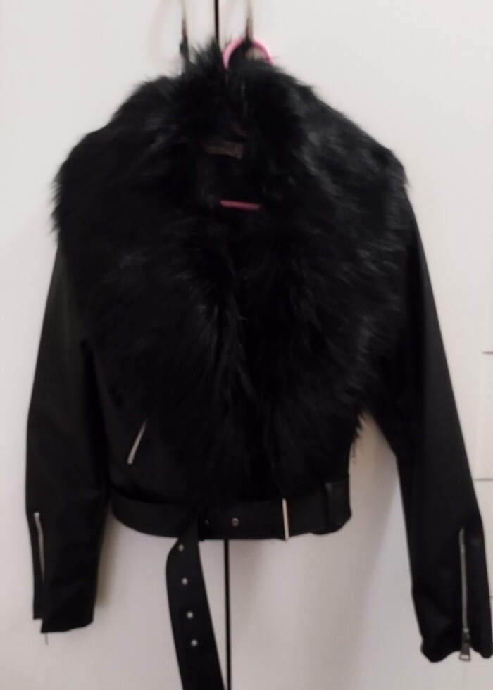 Kürklü deri ceket - Görsel 3