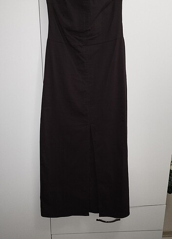 Dilvin straplez keten elbise ve hasır çanta - Görsel 5