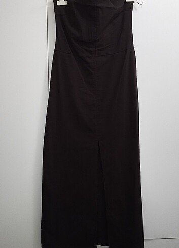 Dilvin straplez keten elbise ve hasır çanta - Görsel 8