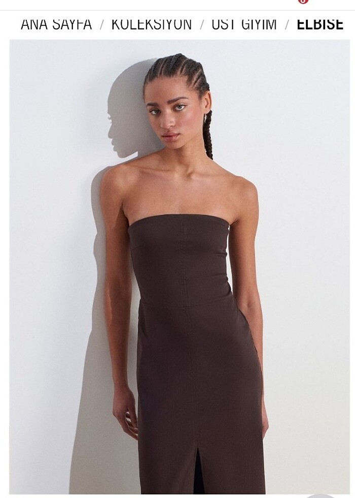 Dilvin straplez keten elbise ve hasır çanta  - Görsel 3