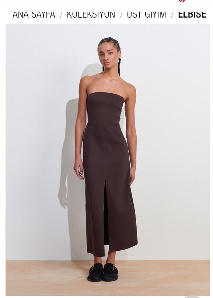 Dilvin straplez keten elbise ve hasır çanta  - Görsel 4