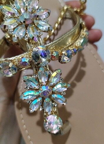 Taşlı Gold detay sandalet ???? - Görsel 9