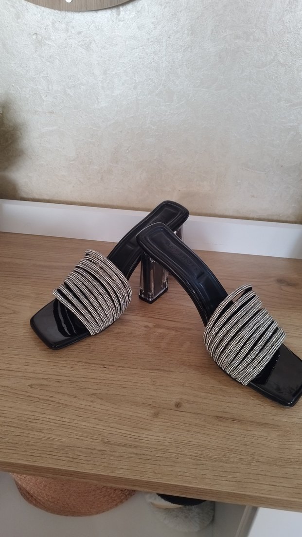 taşlı gerçek deri  Topuklu Kadın Ayakkabı - Görsel 3