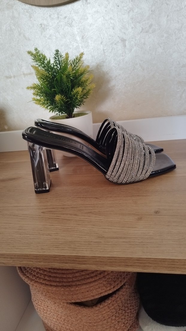 taşlı gerçek deri  Topuklu Kadın Ayakkabı - Görsel 2